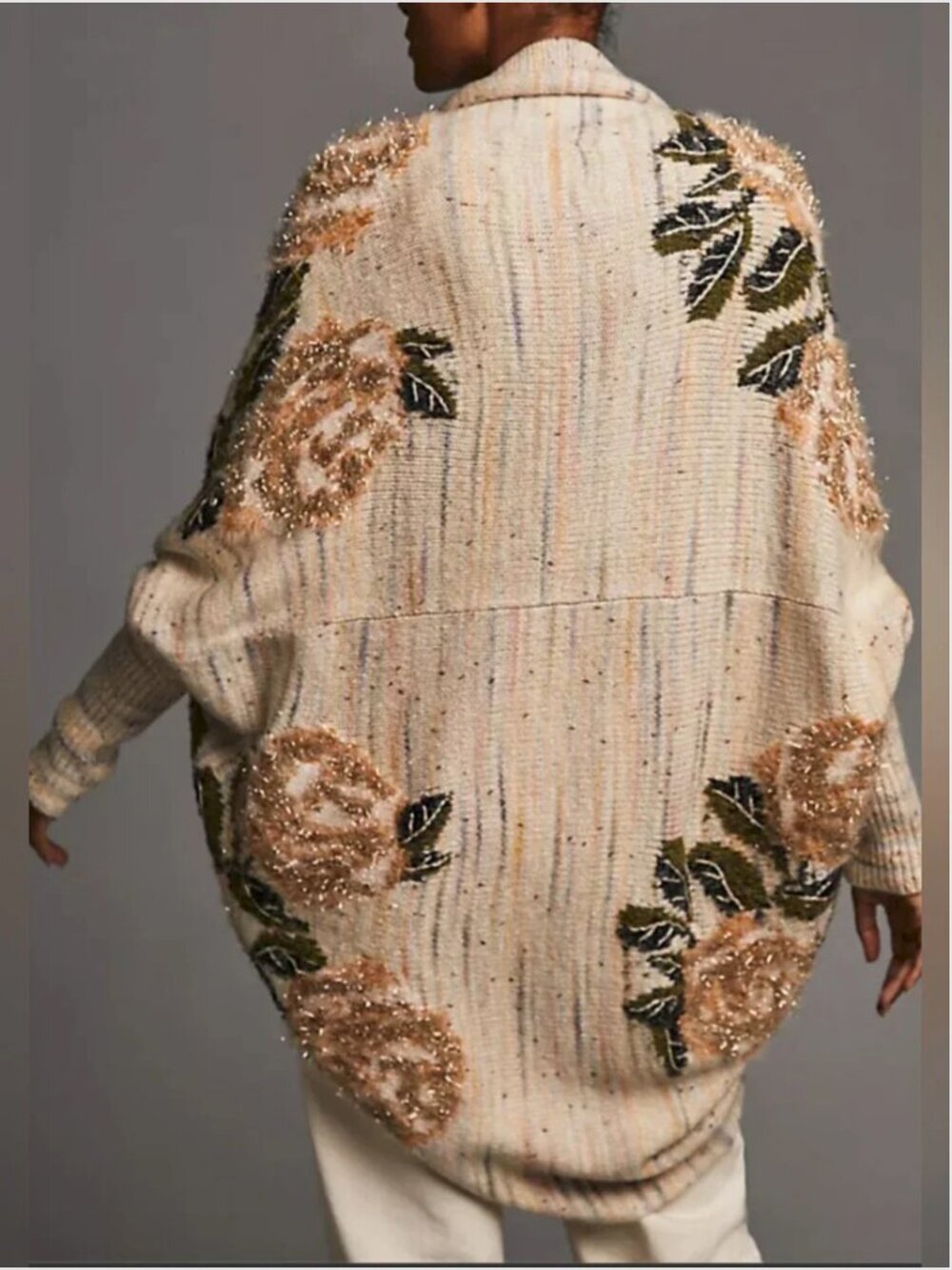 Anthropologie Cocoon Open Front Floral Oversized Cardigan Sweater size XSP / SP